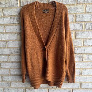 Mango MNG Long Sleeve V-Neck Button Up Rust Oversized Cardigan Sweater Size XS